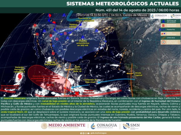 Onda tropical número 22 continuará dejando lluvias fuertes, tormentas y rachas de viento