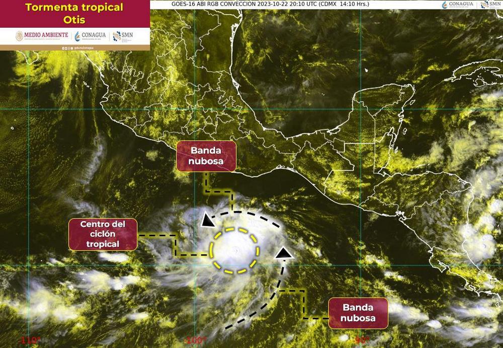 Tormenta tropical Otis se forma frente a las costas de Oaxaca