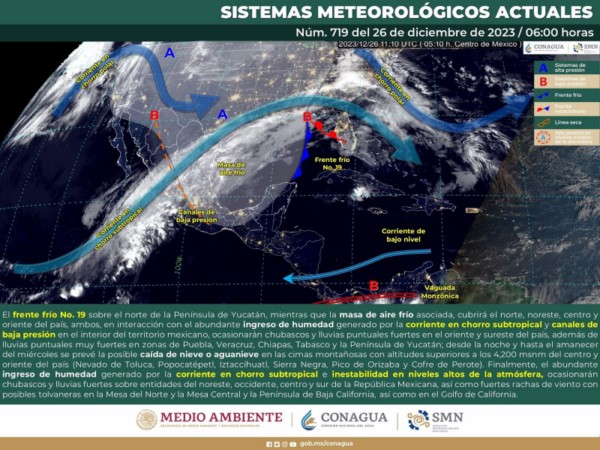 Pronostican nublados, lluvias ligeras y aire frío para algunas regiones del estado