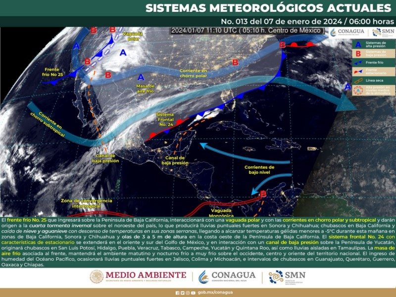 Se prevén lluvias ligeras, bajas temperaturas y fuertes vientos en distintas partes del estado: Protección Civil