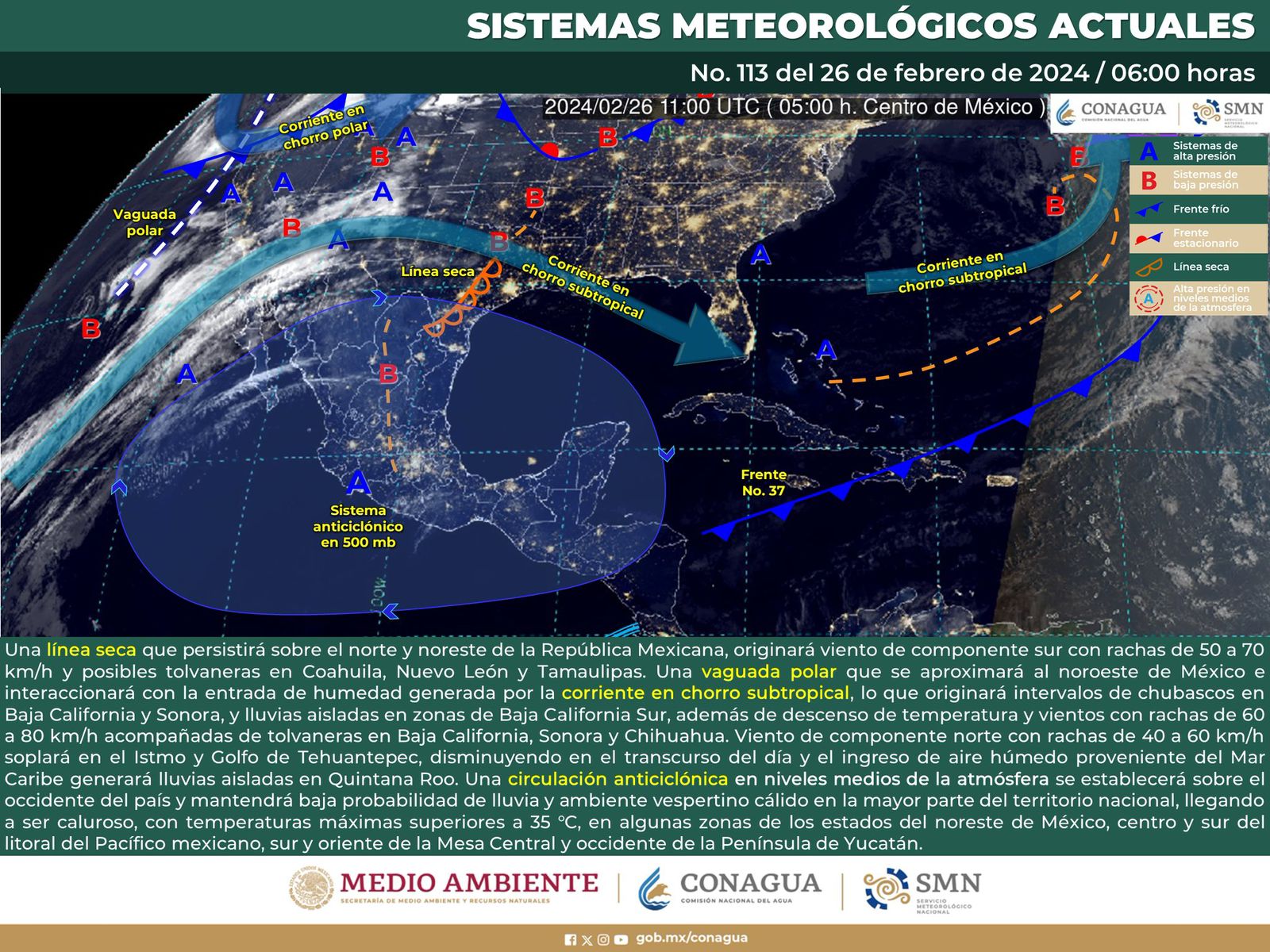 Se prevé un día con intensa radiación solar y nula probabilidad de lluvias, informa Protección Civil