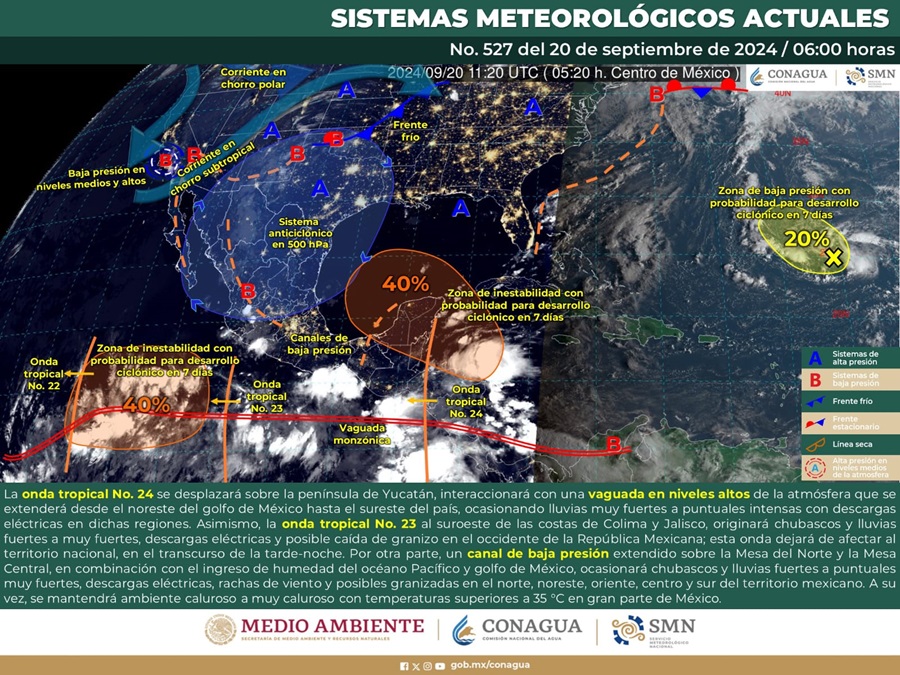 Aproximación de onda tropical número 24 mantendrá chubascos en territorio oaxaqueño