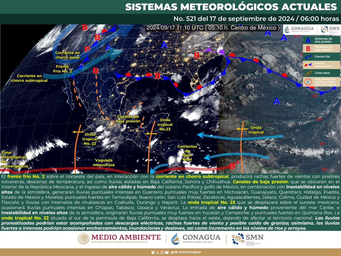 Onda tropical número 23 dejará lluvias en diferentes puntos de Oaxaca