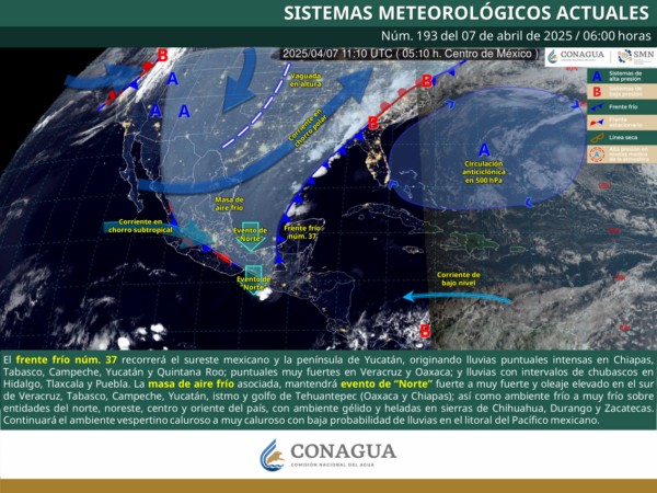 Frente frío número 37 traerá nubosidad, lluvias y lloviznas en algunas regiones de Oaxaca