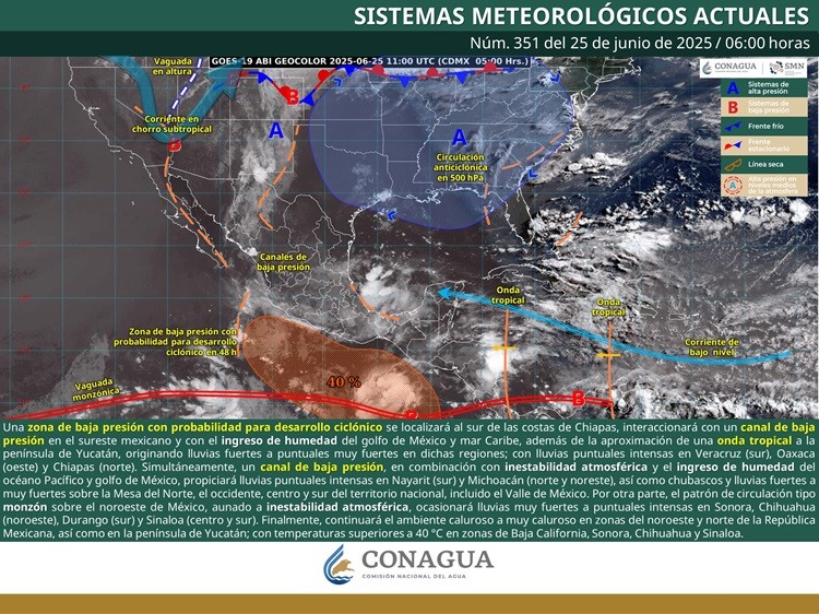 Prevén condiciones de inestabilidad climática por zona de baja presión en Oaxaca