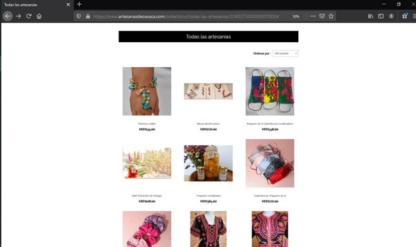 A través de www.artesanasdeoaxaca.com más de 150 creaciones se ofertan para ser adquiridas desde cualquier parte del mundo de manera segura y confiable