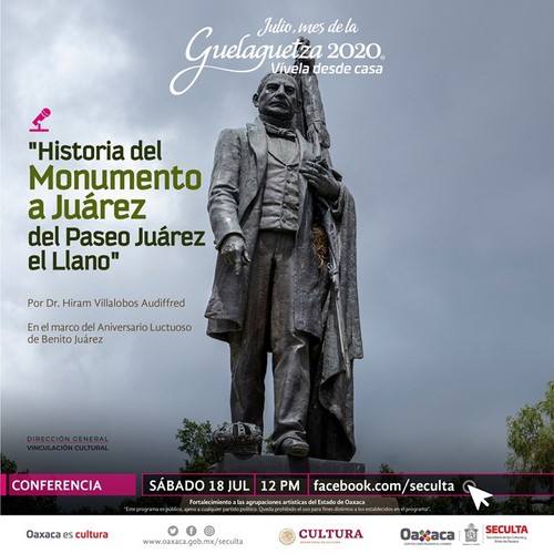 Presenta Seculta la conferencia “Historia del Monumento a Juárez del Paseo Juárez El Llano” por el Dr. Hiram Villalobos Audiffred