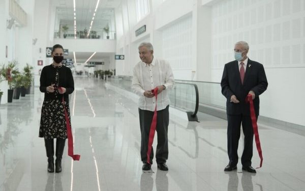la extensión de la terminal 2 del Aeropuerto Internacional de la Ciudad de México (AICM), que facilitará la movilidad a las y los usuarios.