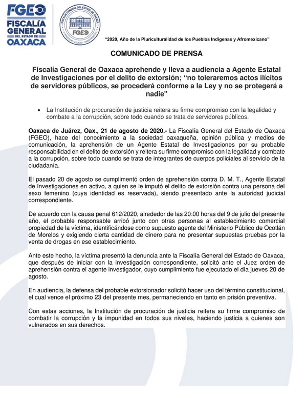 "no toleraremos actos ilícitos de servidores públicos, se procederá conforme a la Ley y no se protegerá a nadie"