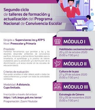 Abre IEEPO segunda convocatoria para ciclo   de talleres sobre Convivencia Escolar
