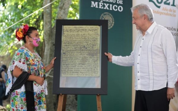 petición de perdón por agravios al pueblo maya en Felipe Carrillo Puerto, Quintana Roo.