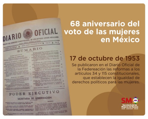 ·         En el aniversario del sufragio femenino se exalta que éste es el resultado del reclamo social y lucha constante de las mujeres