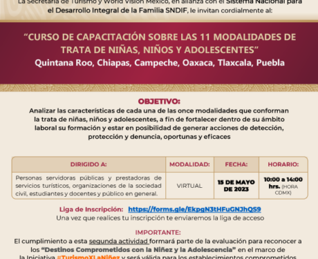 explotación de niñas, niños y adolescentes, en el marco de la iniciativa Turismo por la Niñez