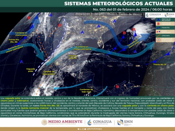 Se prevén lluvias de intensidad variable, bajas temperaturas y vientos del norte para este día